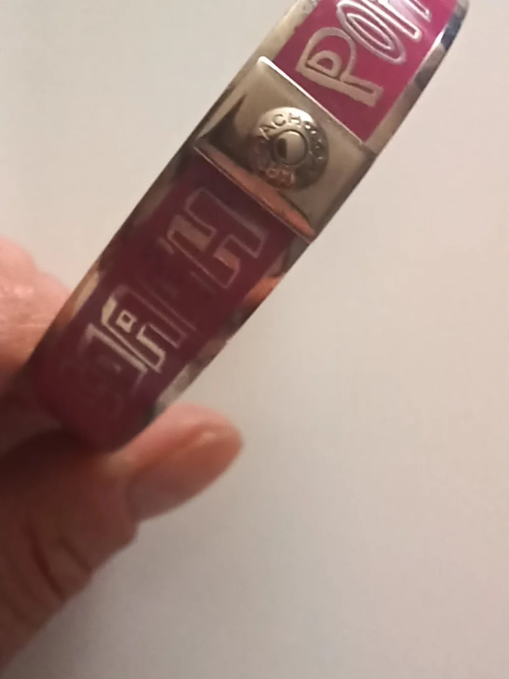 Coach Poppy Pink Enamel Bracelet with Silver-Tone Logo Accent & Dusty